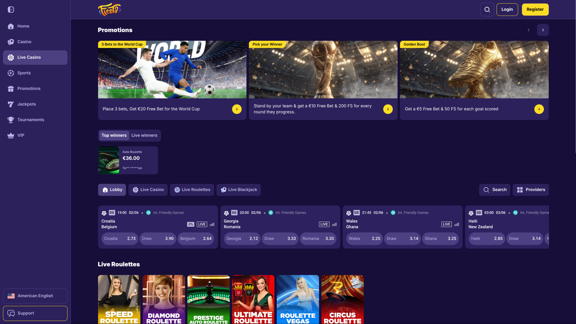 Fiestaslots Casino Desktop Live Dealer