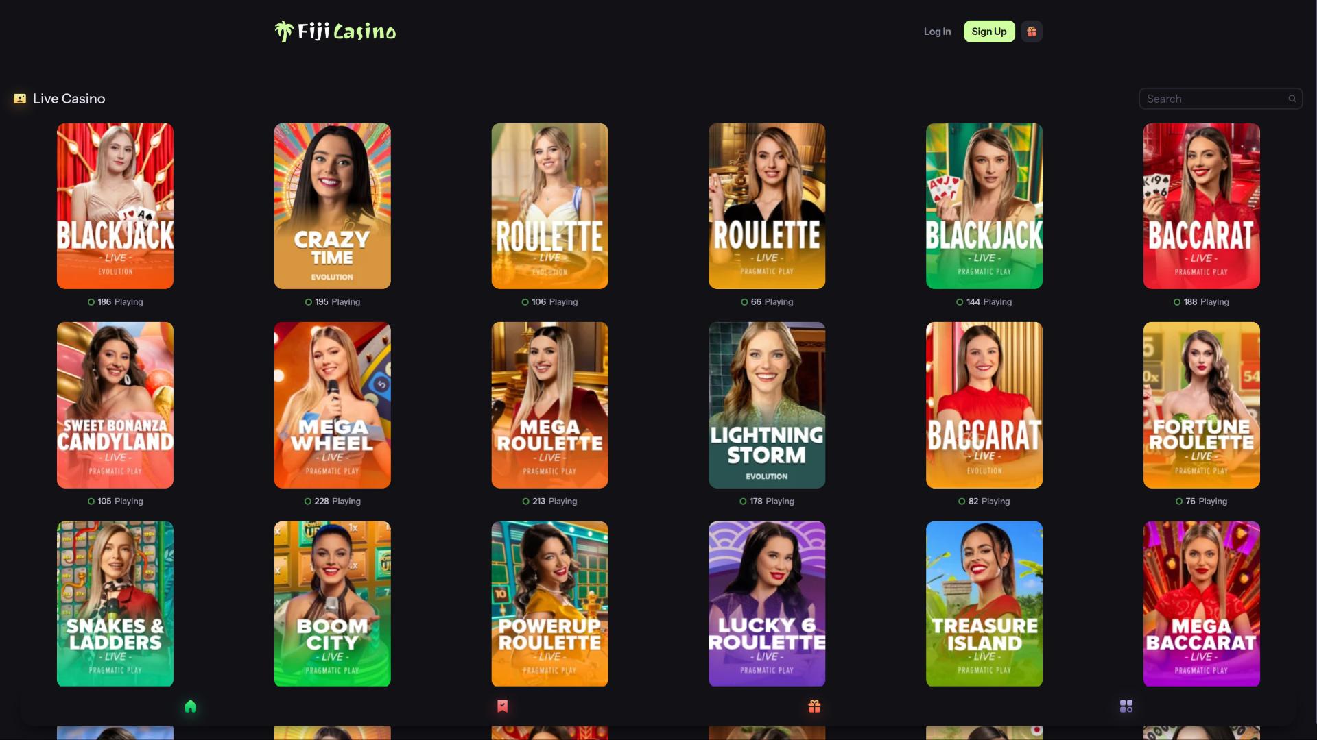 Fiji Casino live dealer desktop