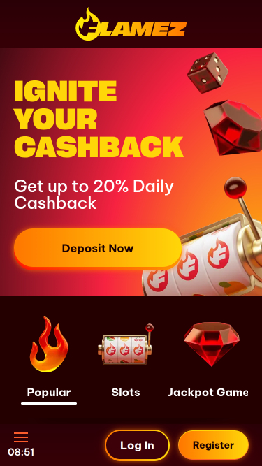 Flamez Casino Mobile Homepage