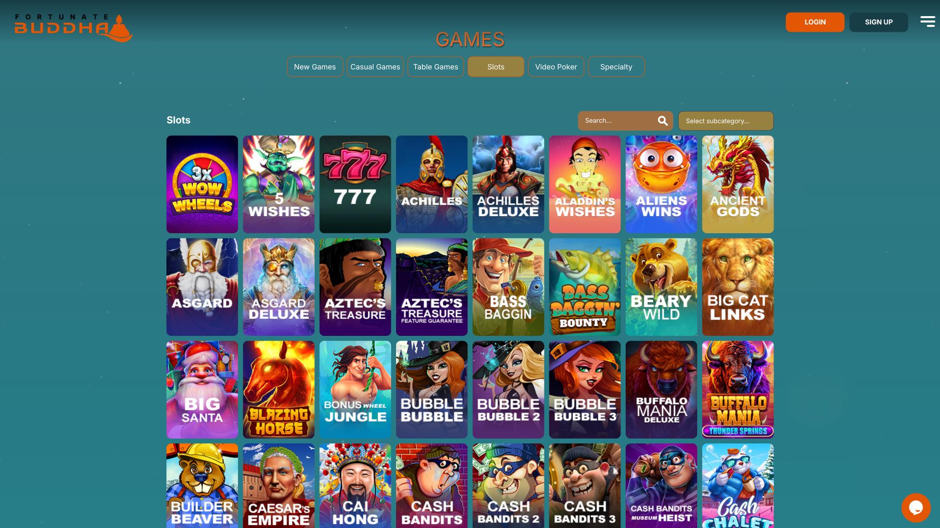 Fortunate Buddha Casino games page