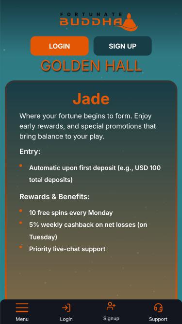 Fortunate Buddha Casino VIP mobile page