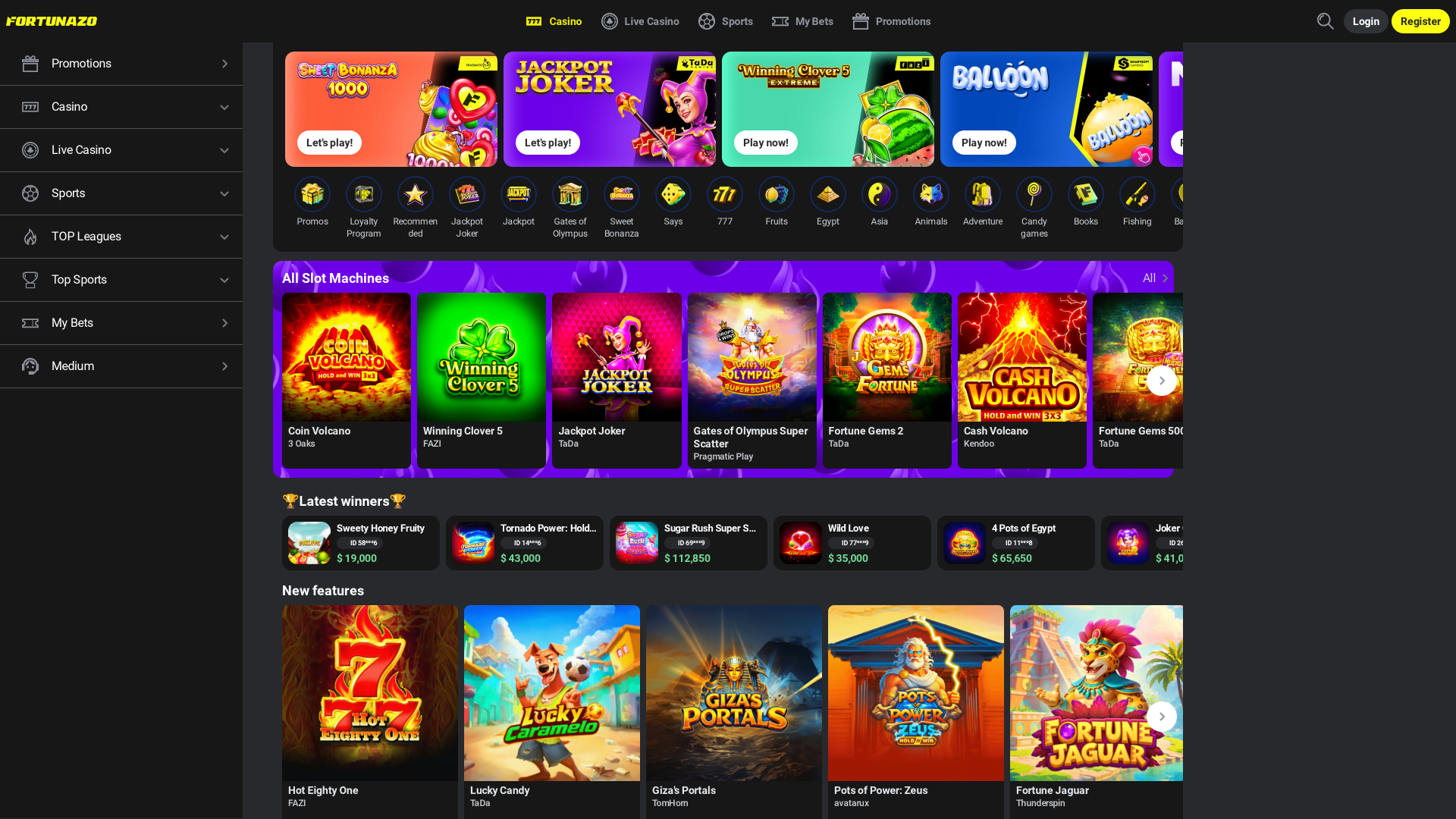 Fortunazo casino desktop Games