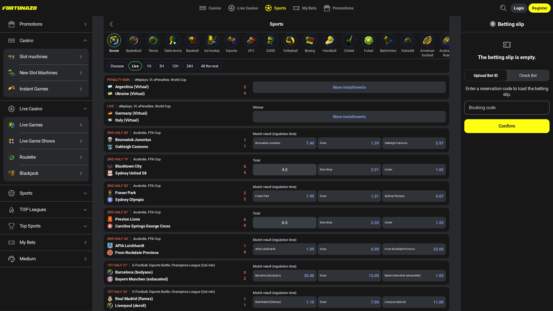 Fortunazo casino desktop Sports