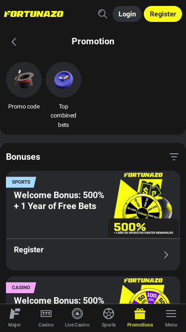 Fortunazo casino mobile Promotions