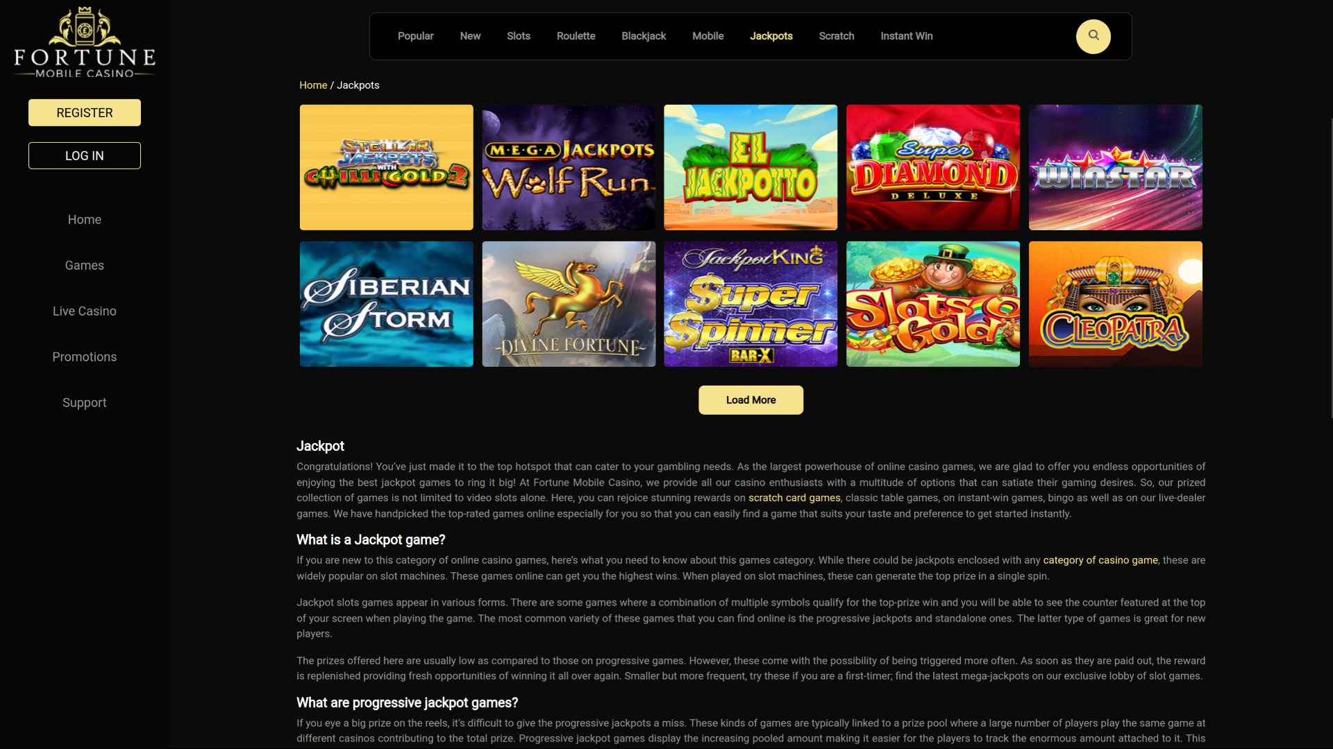Fortune Mobile Casino Desktop Jackpot