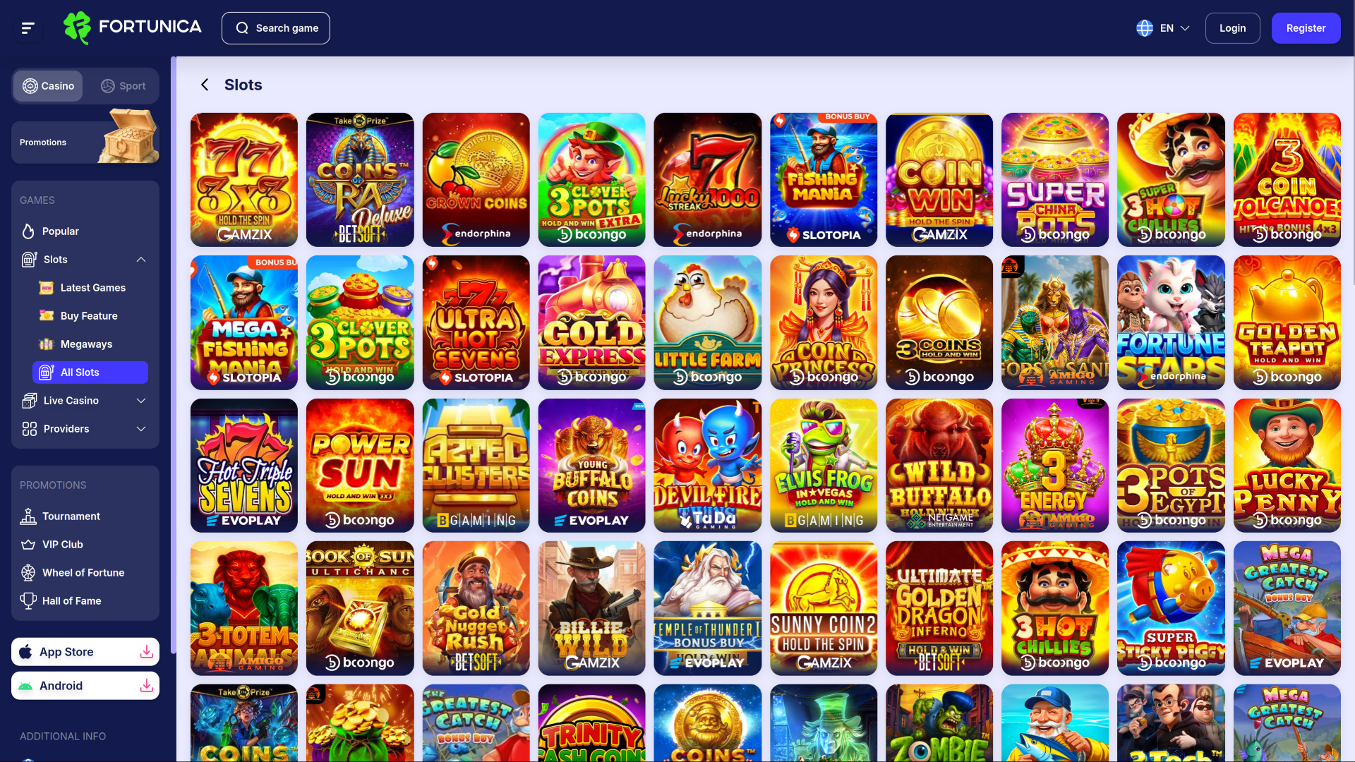 Fortunica Casino Desktop Games