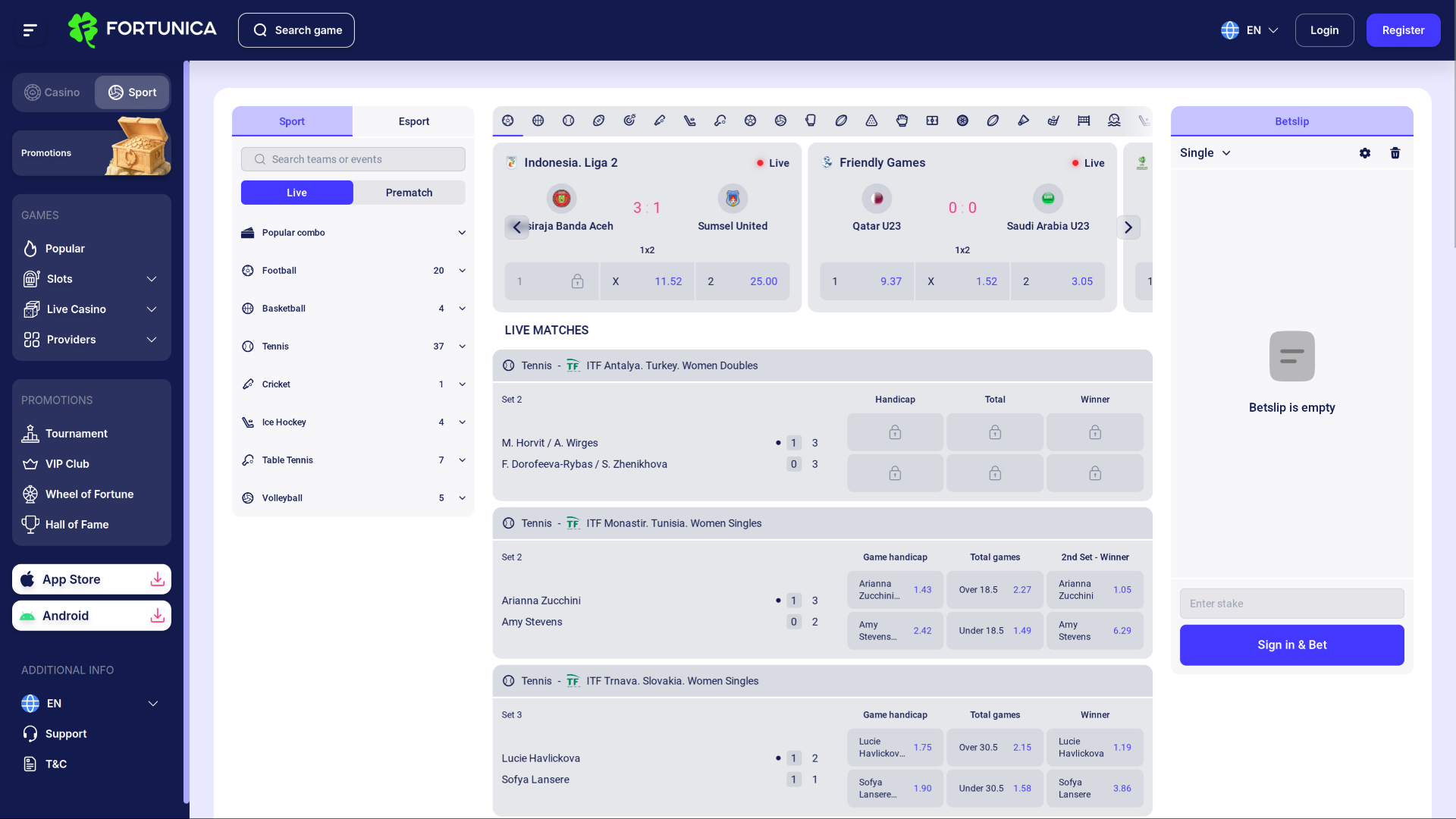 Fortunica Casino Desktop Sports