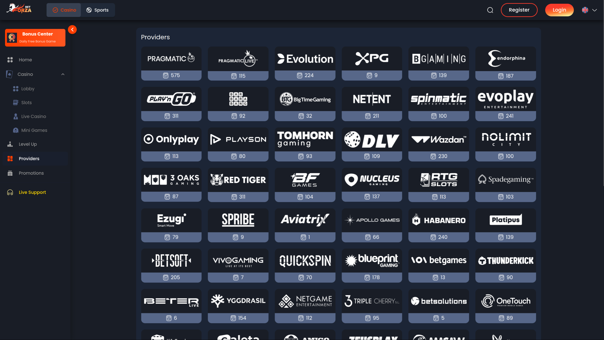 ForzaBet Casino Desktop Game Developers