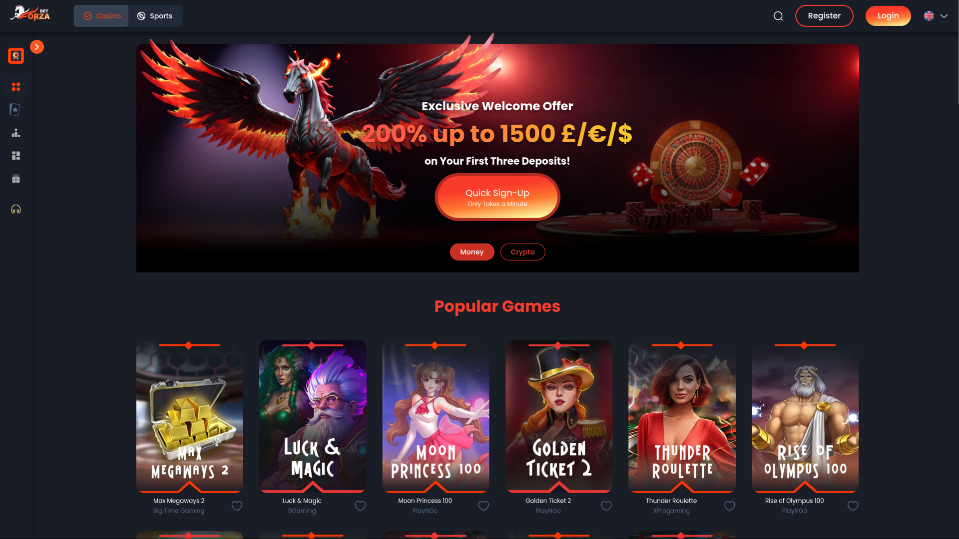 ForzaBet Casino Desktop Homepage