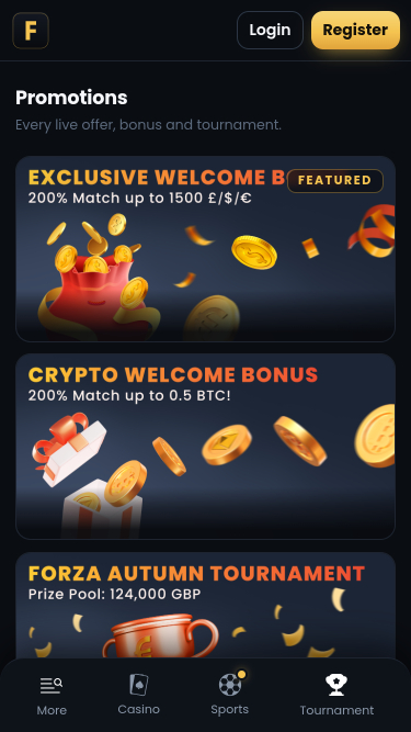 ForzaBet Casino promotions mobile page