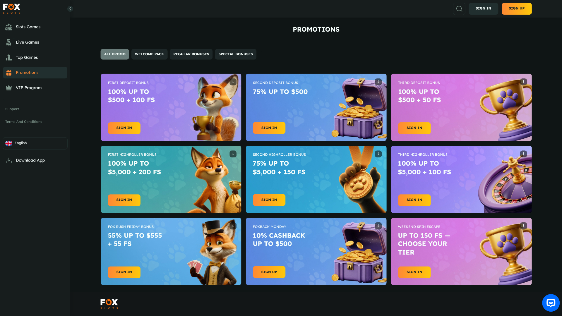 FoxSlots Casino Promotions