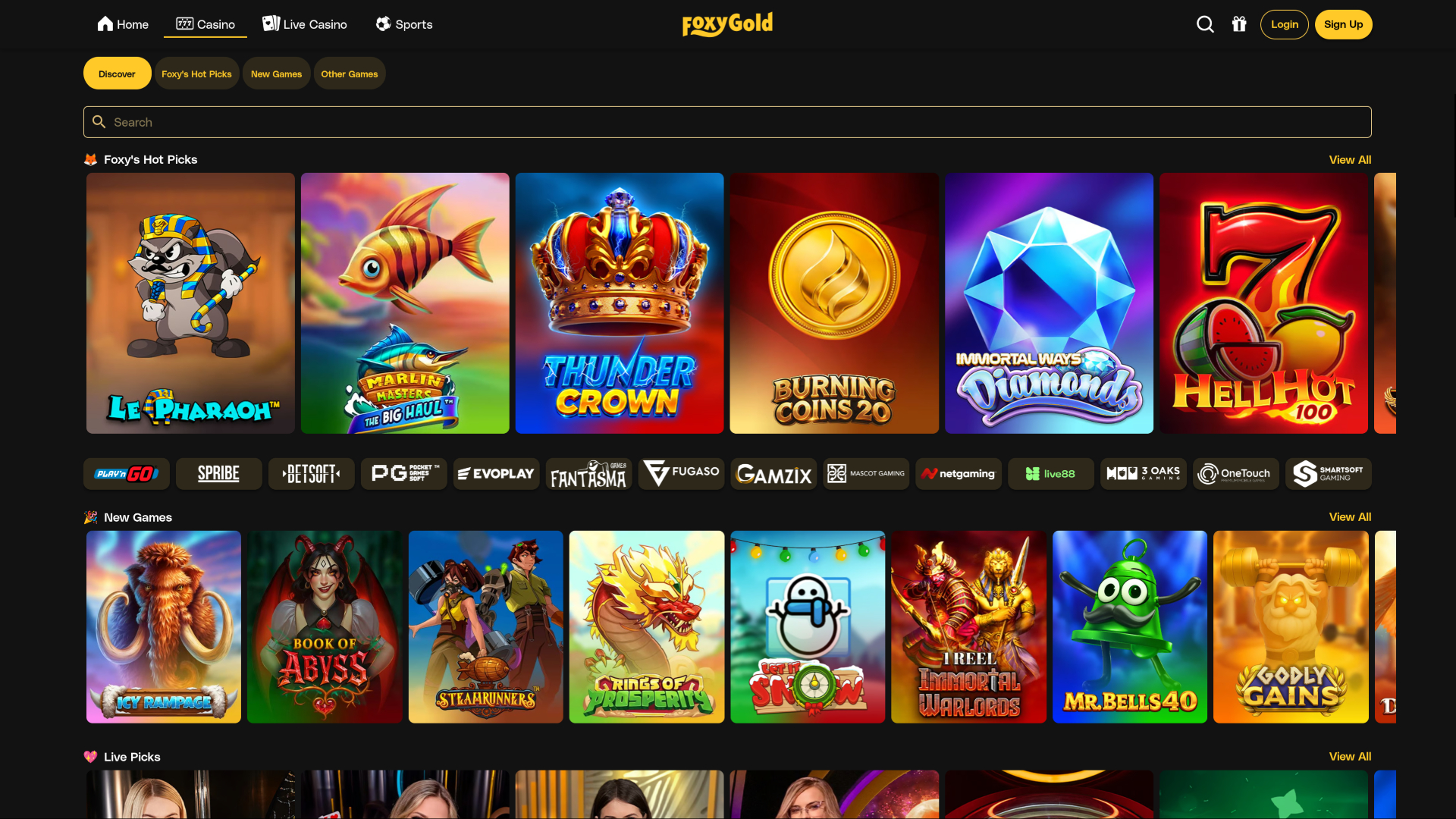 FoxyGold Casino Desktop Games
