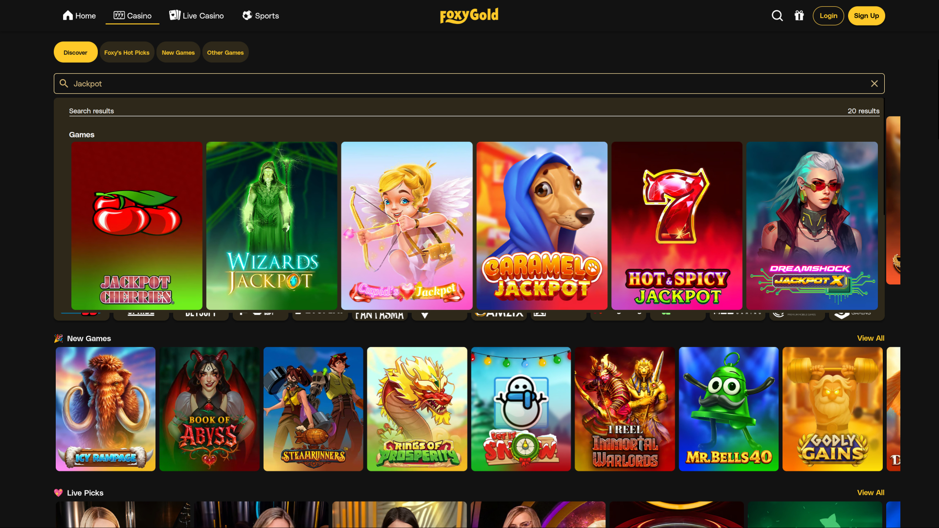 FoxyGold Casino Desktop Jackpot