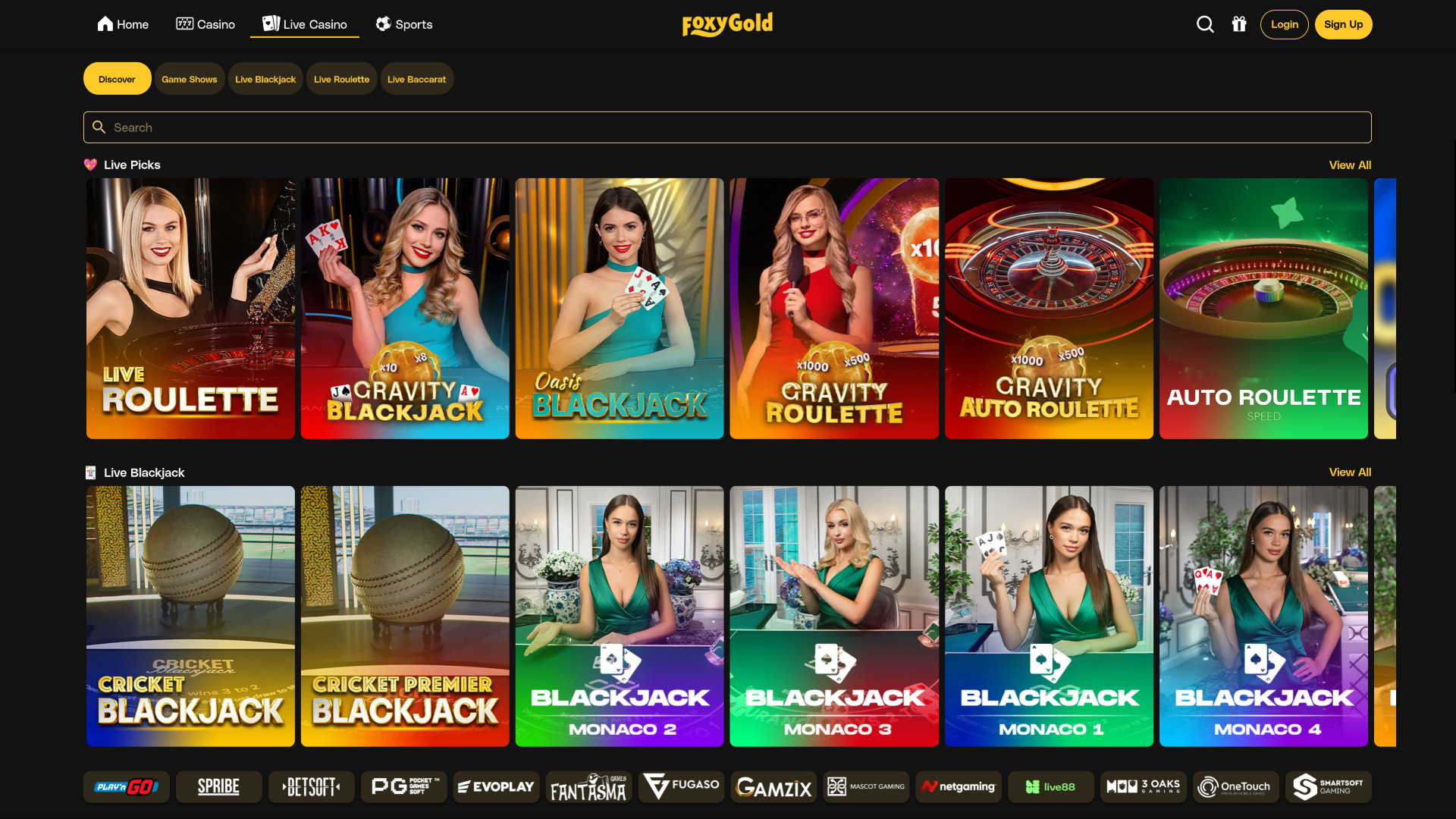 FoxyGold Casino Desktop Live Dealer