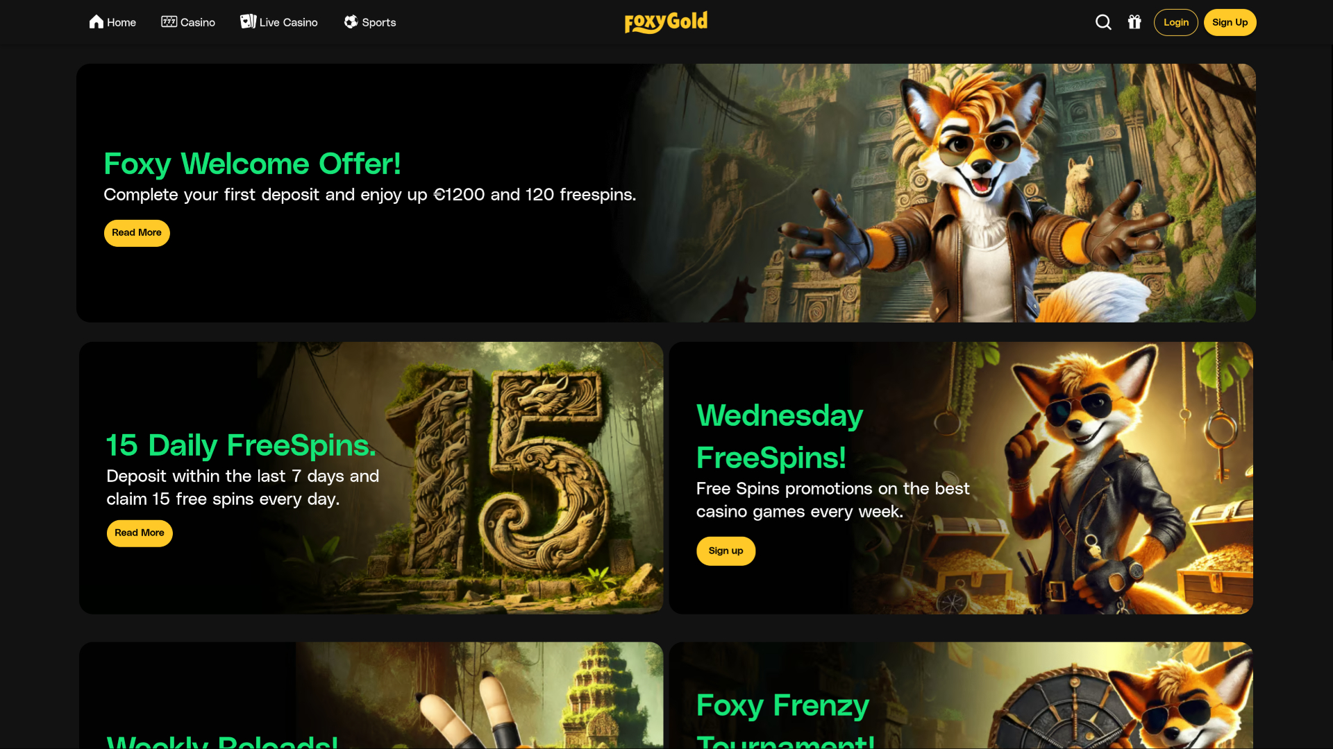 FoxyGold Casino Desktop Promotions