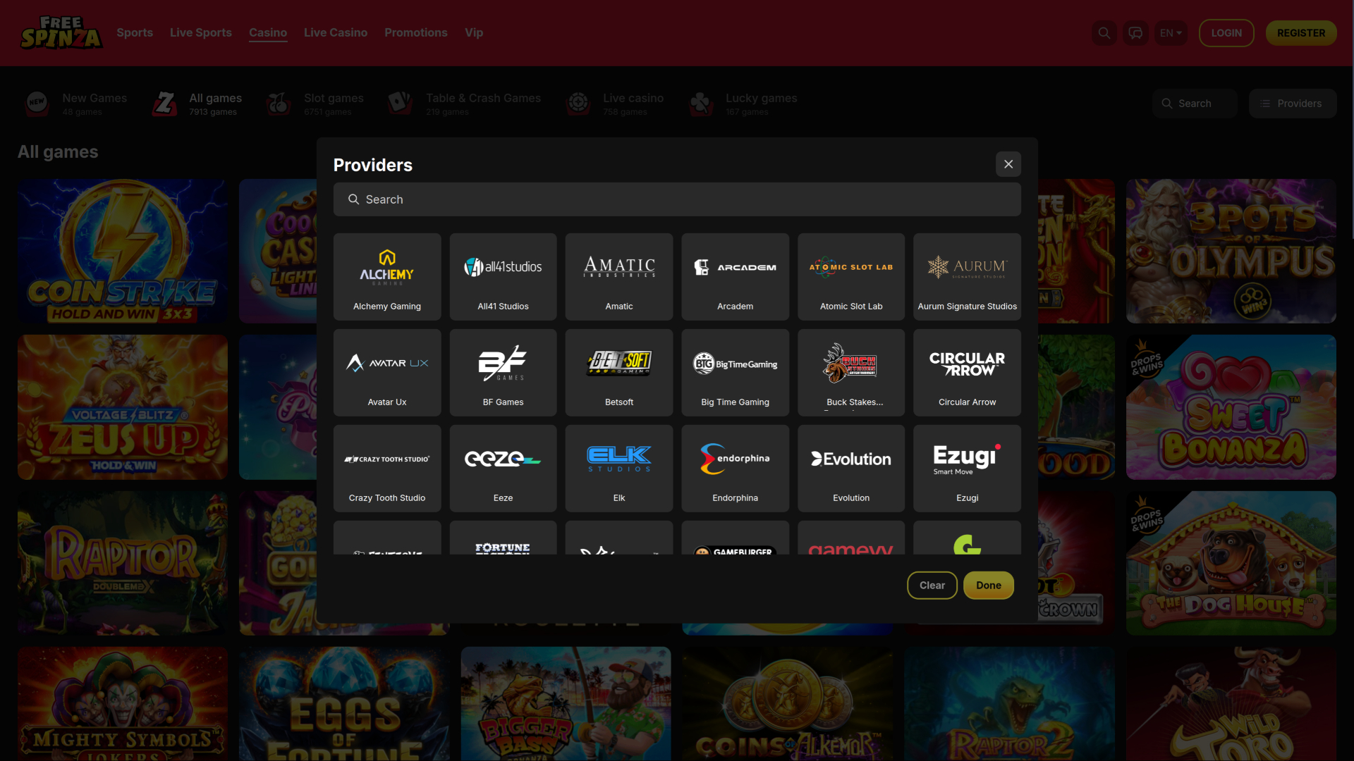Free Spinza Casino desktop game-developers