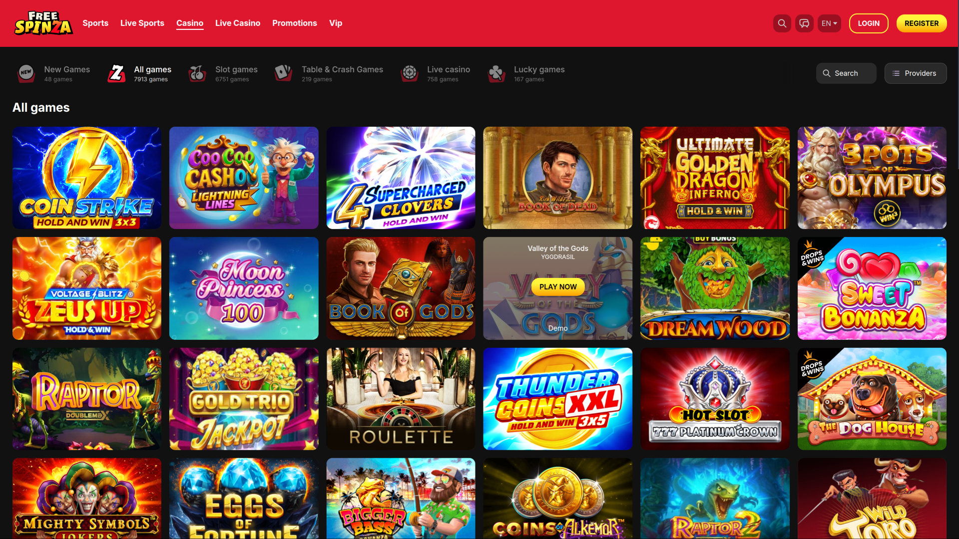 Free Spinza Casino desktop games