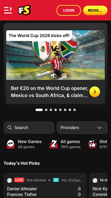 Free Spinza Casino mobile Homepage