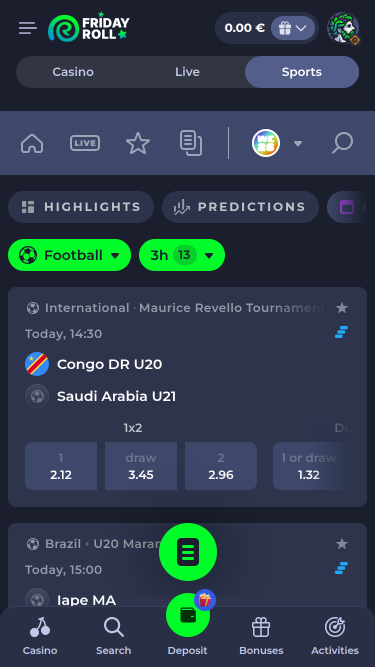 FridayRoll Casino sports mobile