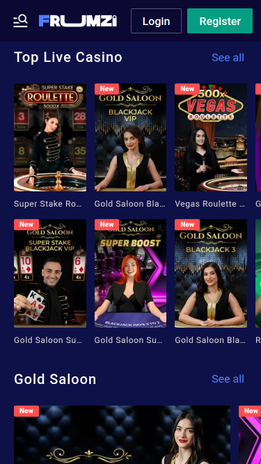 Frumzi Casino Mobile Live Dealer