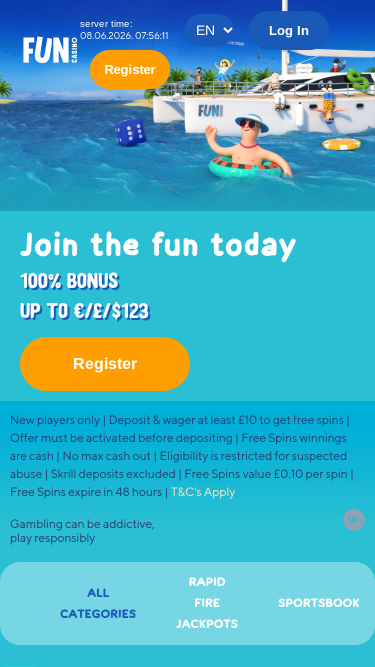 Fun Casino Mobile Homepage