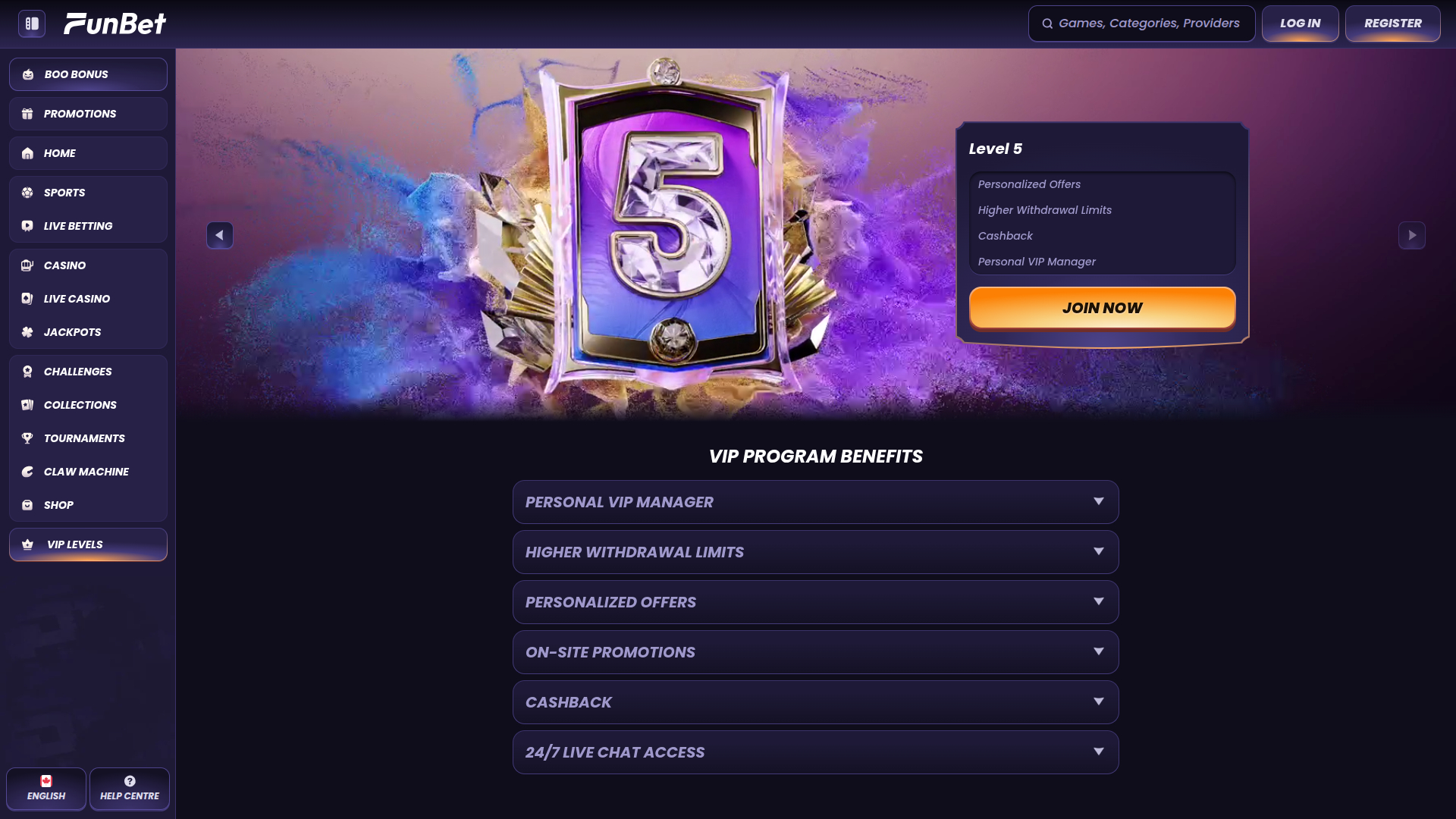 Funbet Casino Desktop VIP Program