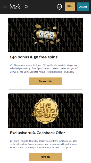 Gala Casino Mobile Promotions