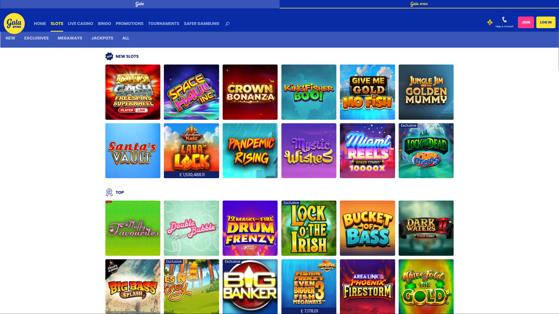 Gala Spins Desktop Games