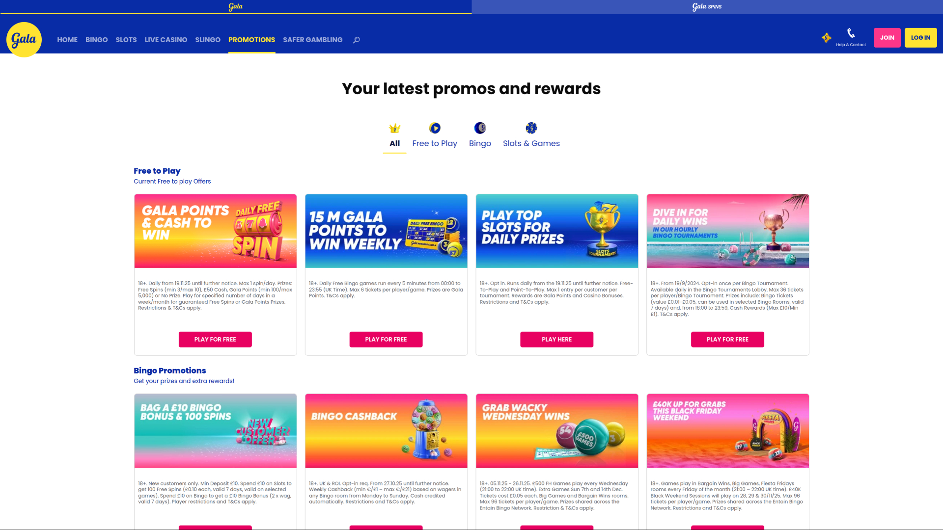 Gala Spins Desktop Promotions