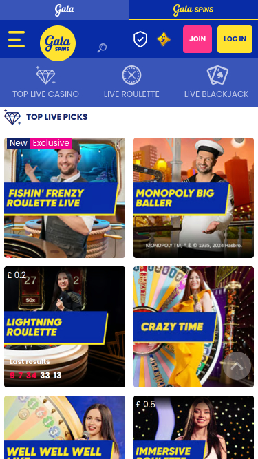 Gala Spins Mobile Live Dealer