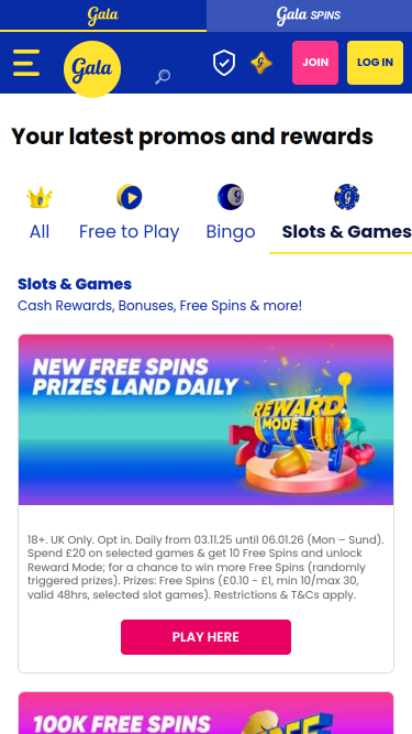Gala Spins Mobile Promotions