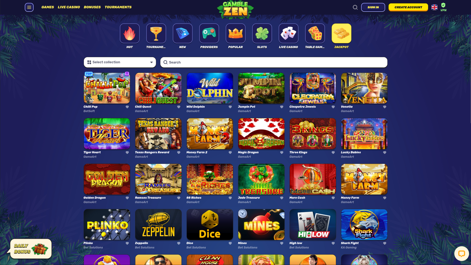 GambleZen Desktop Jackpot