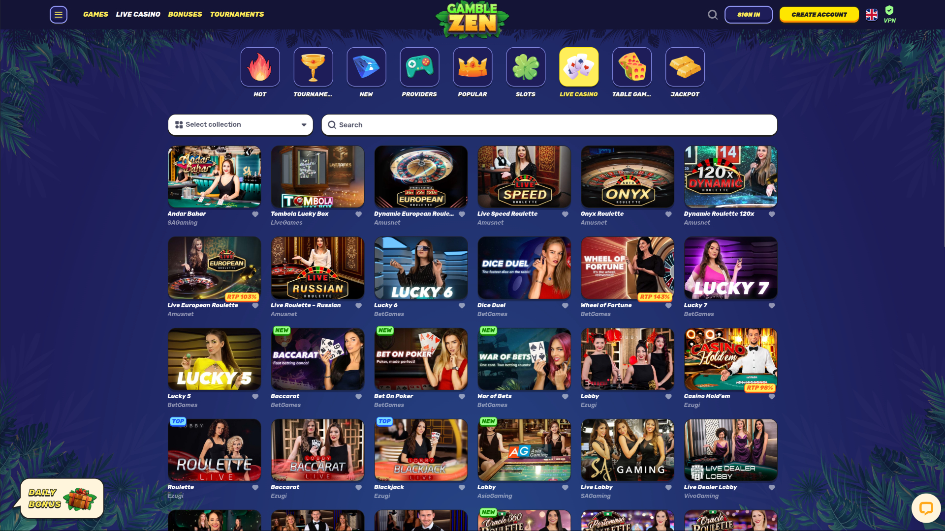 GambleZen Desktop Live Dealer