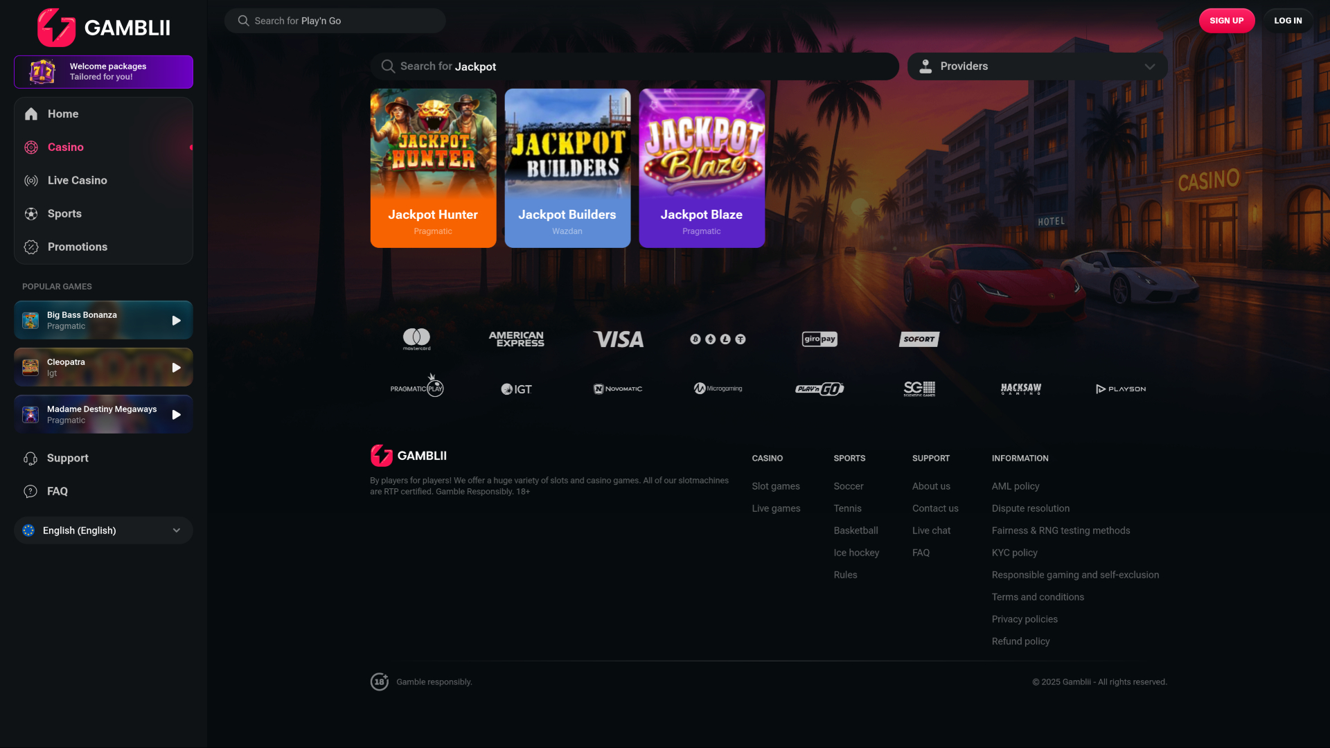 Gamblii Casino Desktop Jackpot