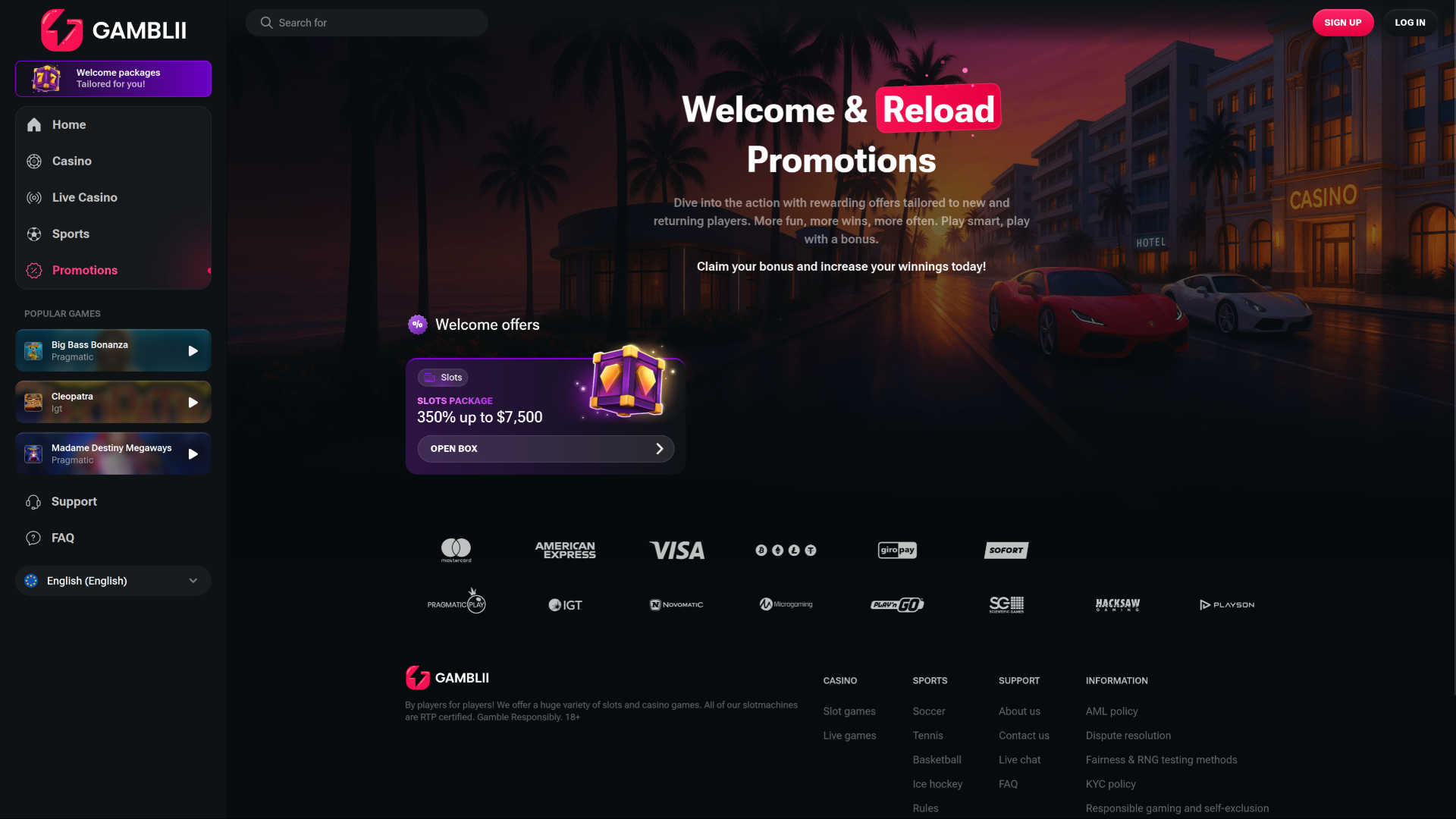 Gamblii Casino Desktop Promotions