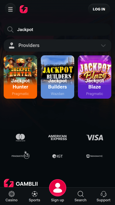 Gamblii Casino Mobile Jackpot