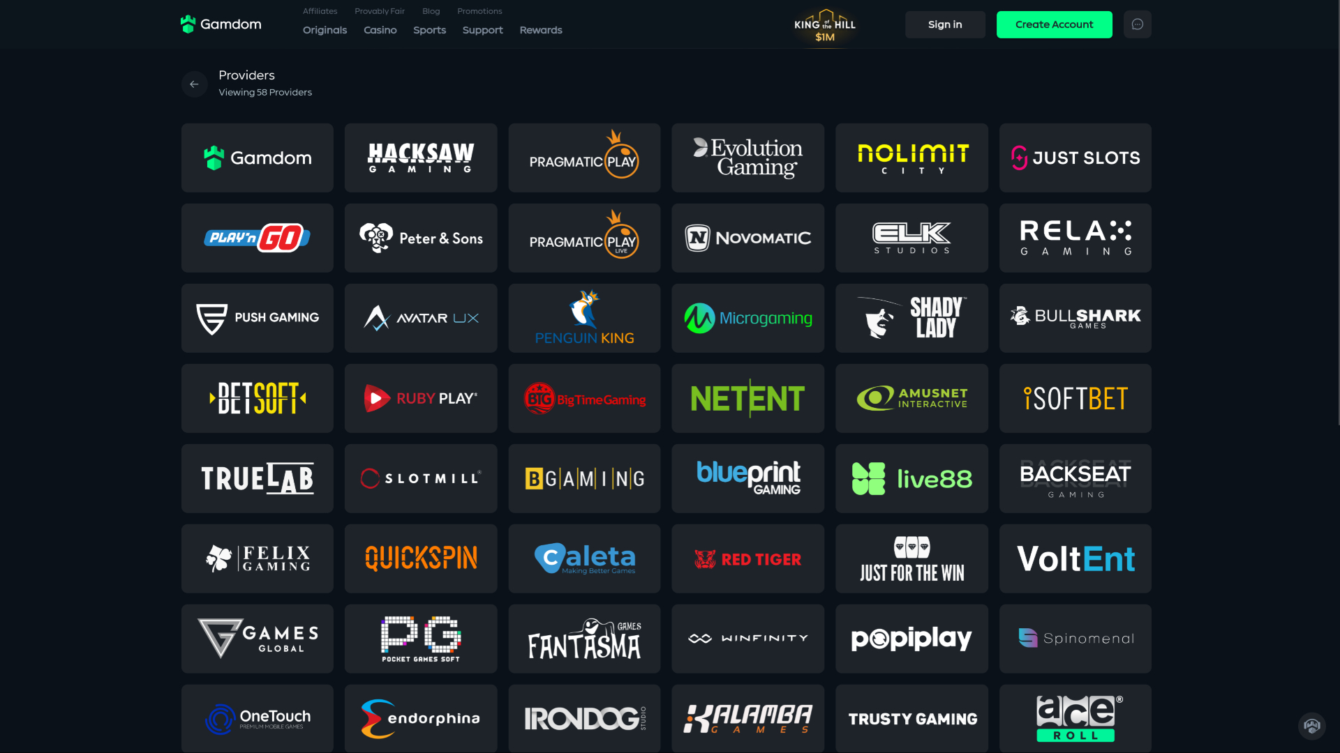 Gamdom Casino Desktop Game Developers