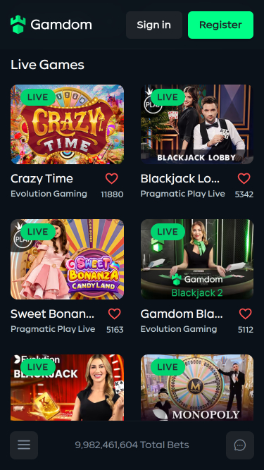 Gamdom Casino Mobile Live Dealer
