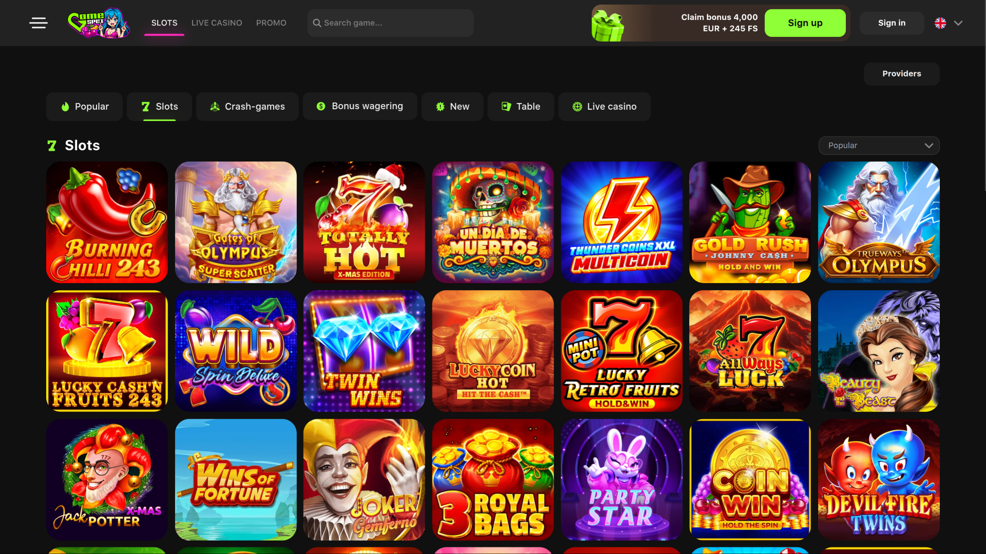 Game Spot Casino Desktop Games