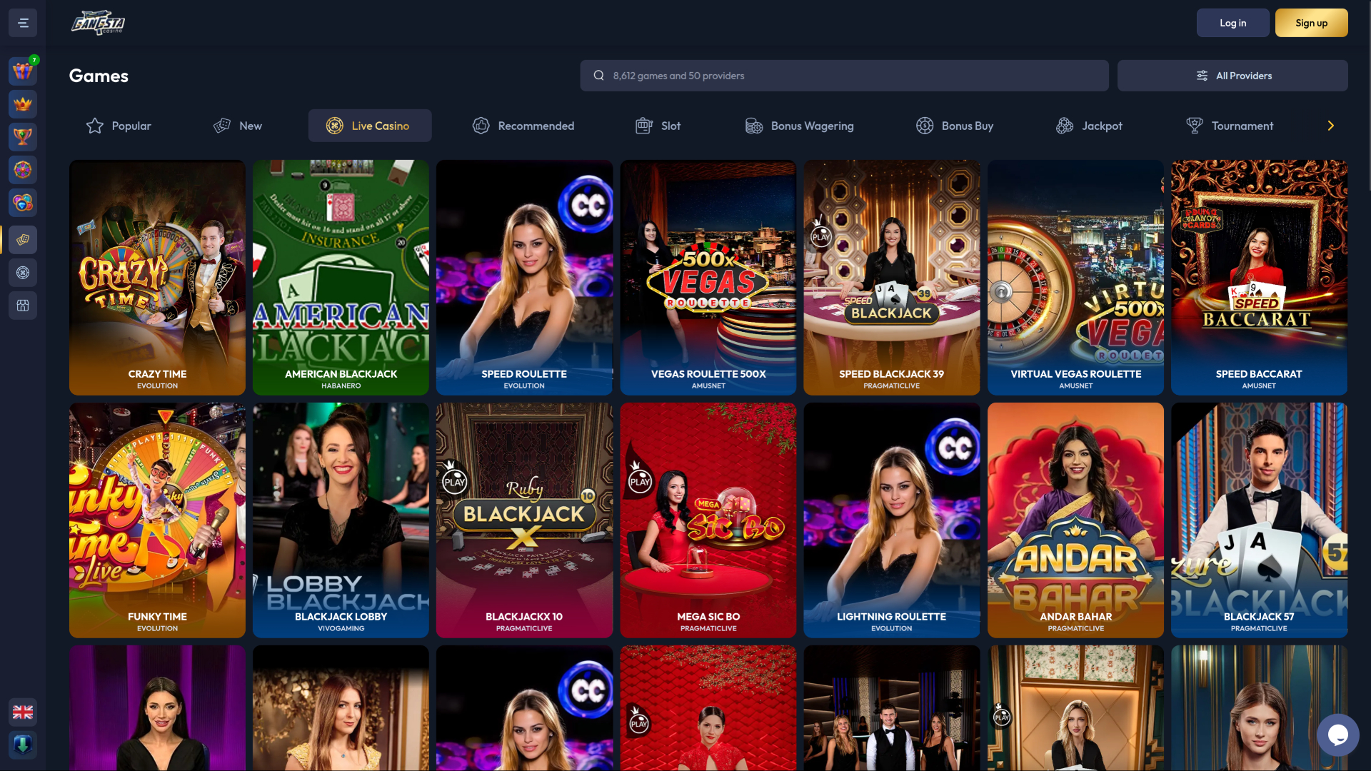 Gangsta Casino Desktop Live Dealer