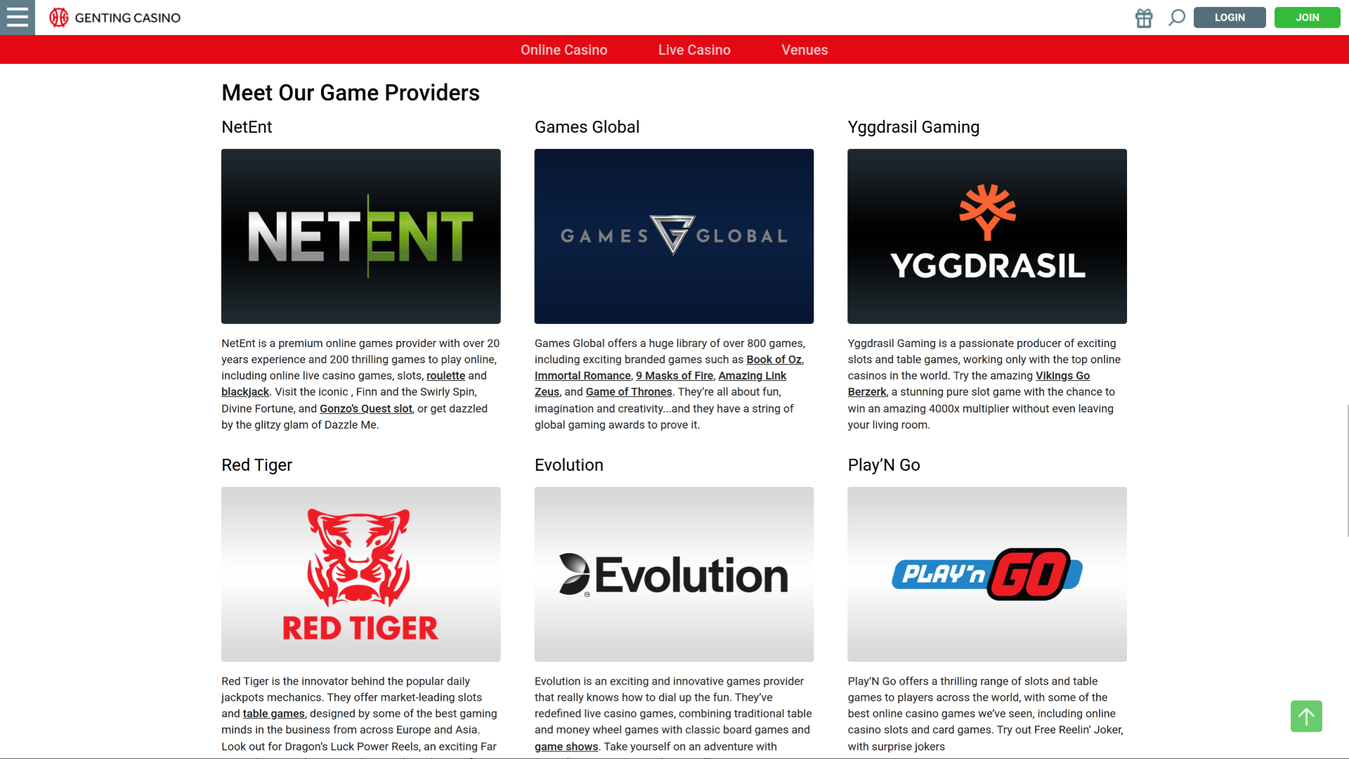 Genting Casino Desktop Game Developers