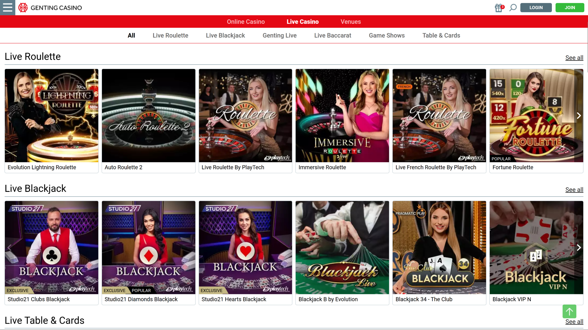 Genting Casino Desktop Live Dealer