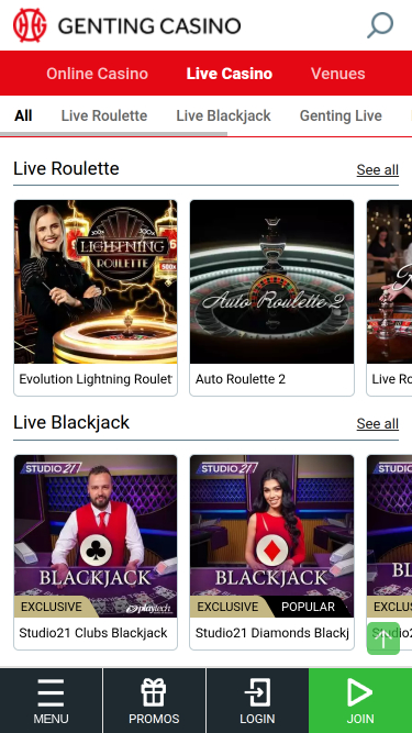 Genting Casino Mobile Live Dealer