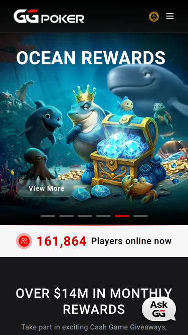 GGpoker Casino homepage mobile