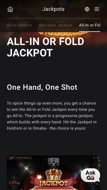 GGpoker Casino jackpot mobile