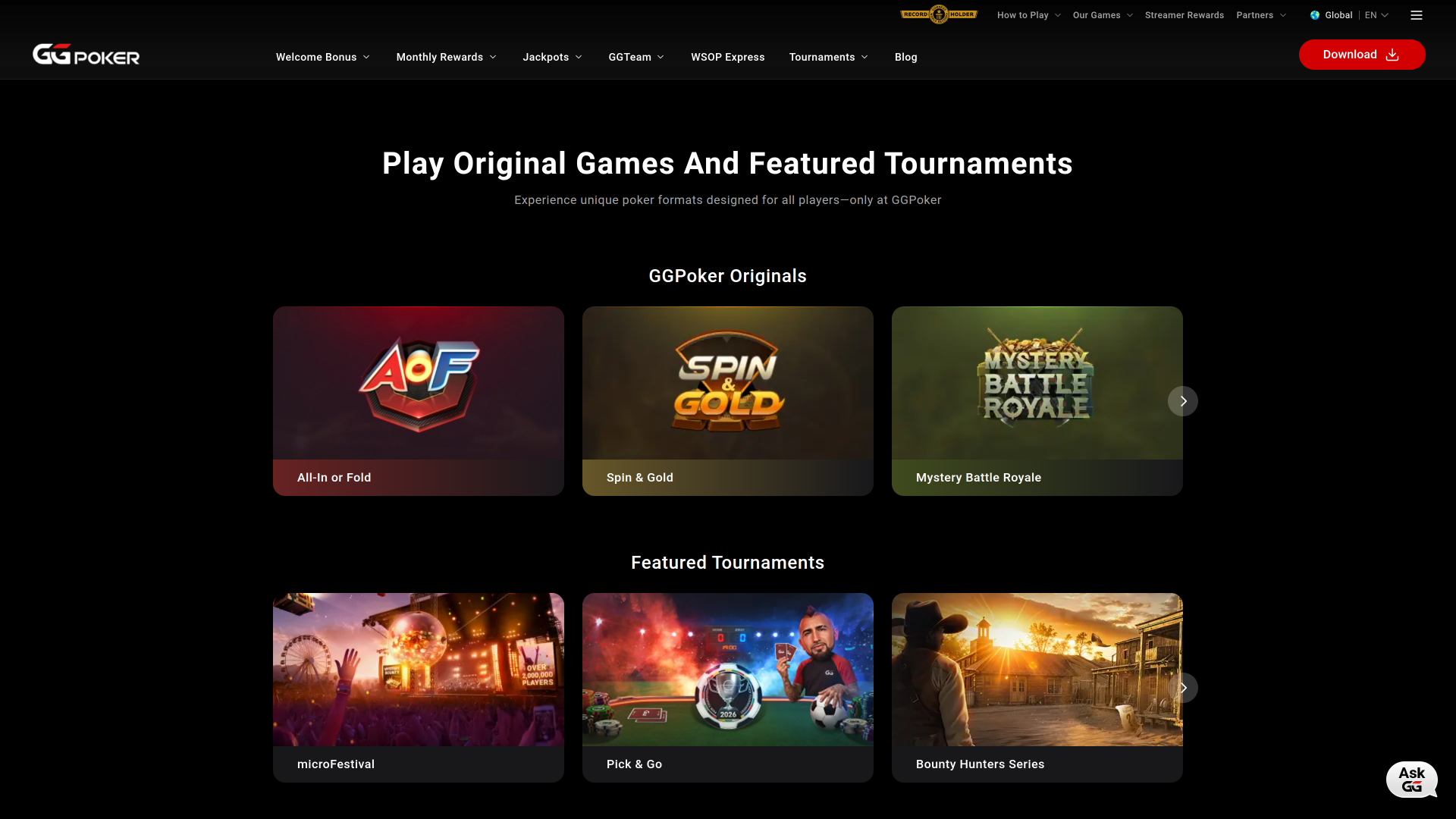 GGpoker Casino tournaments desktop