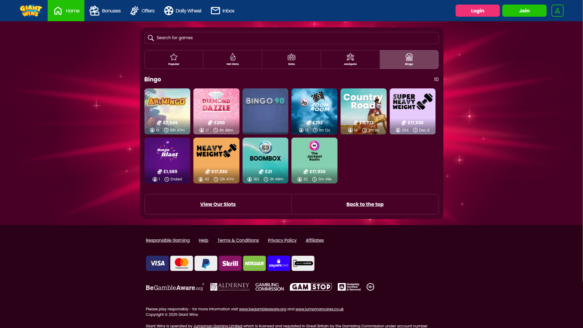 Giant Wins Casino Desktop Bingo