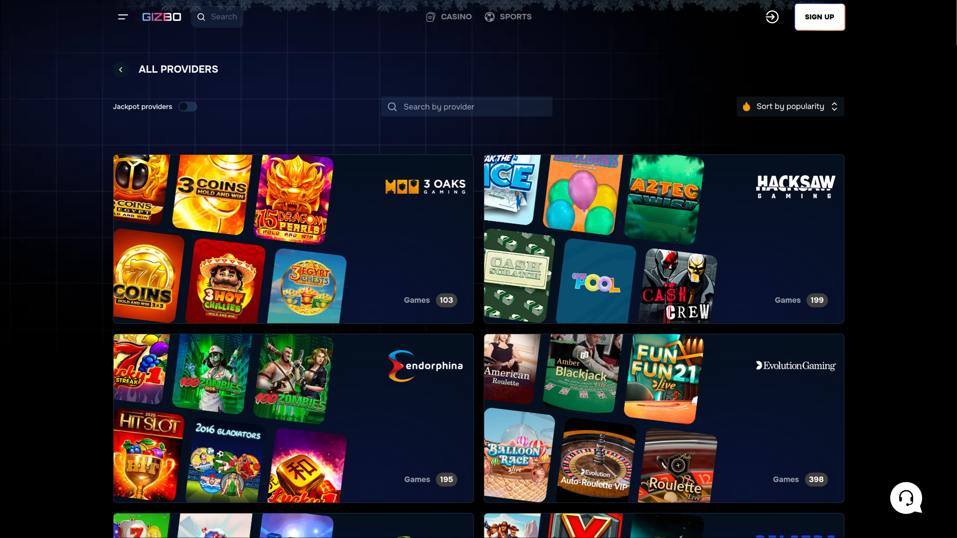 Gizbo Casino Desktop Game Developers