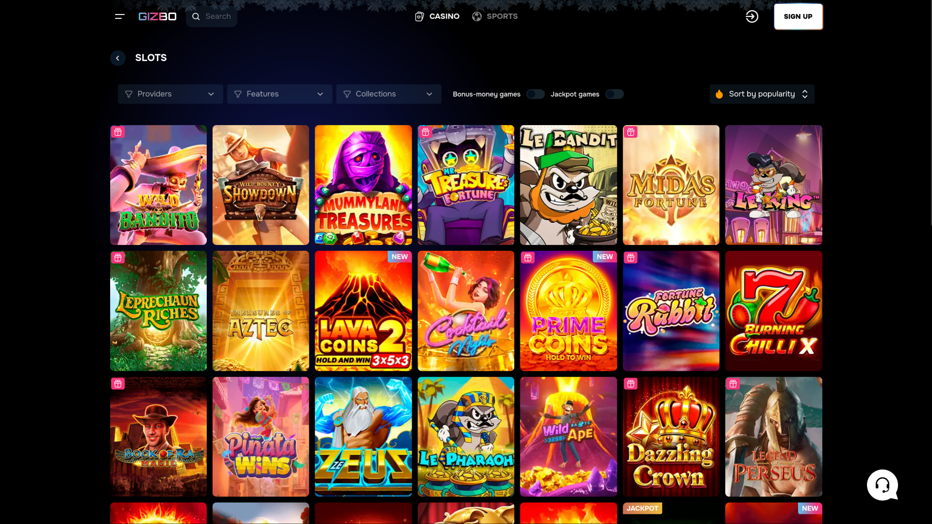 Gizbo Casino Desktop Games