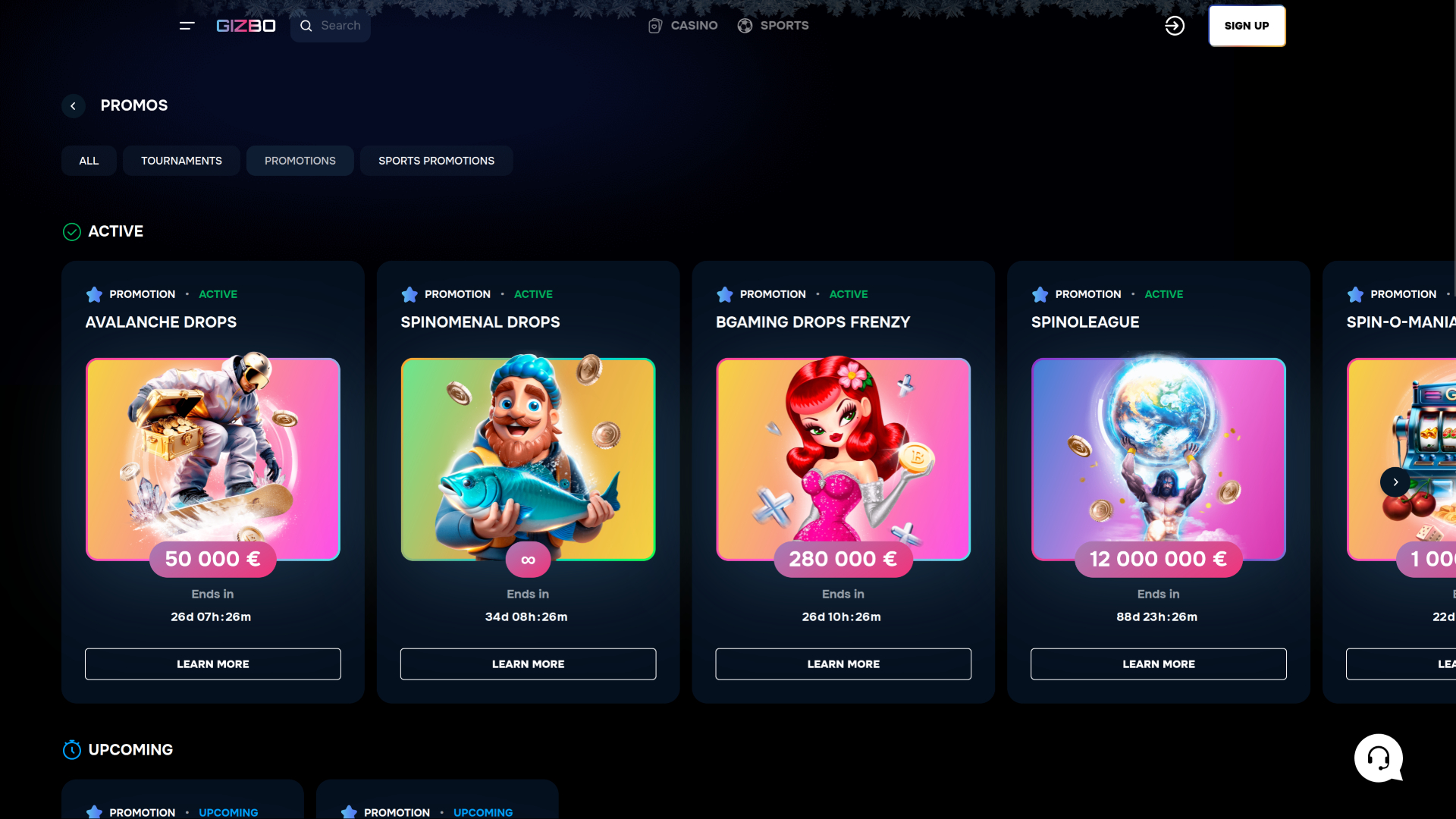 Gizbo Casino Desktop Promotions
